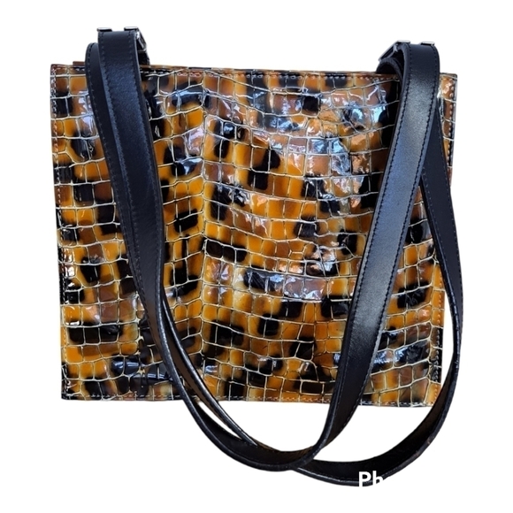 St-James Italy leopard color snake print  handbag shoulder bag purse - Picture 3 of 16